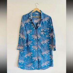 Printfresh Blue Button Down Sleep Shirt